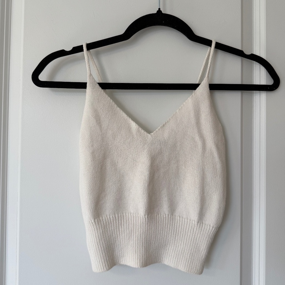 Brandy Melville white ribbed cropped tank